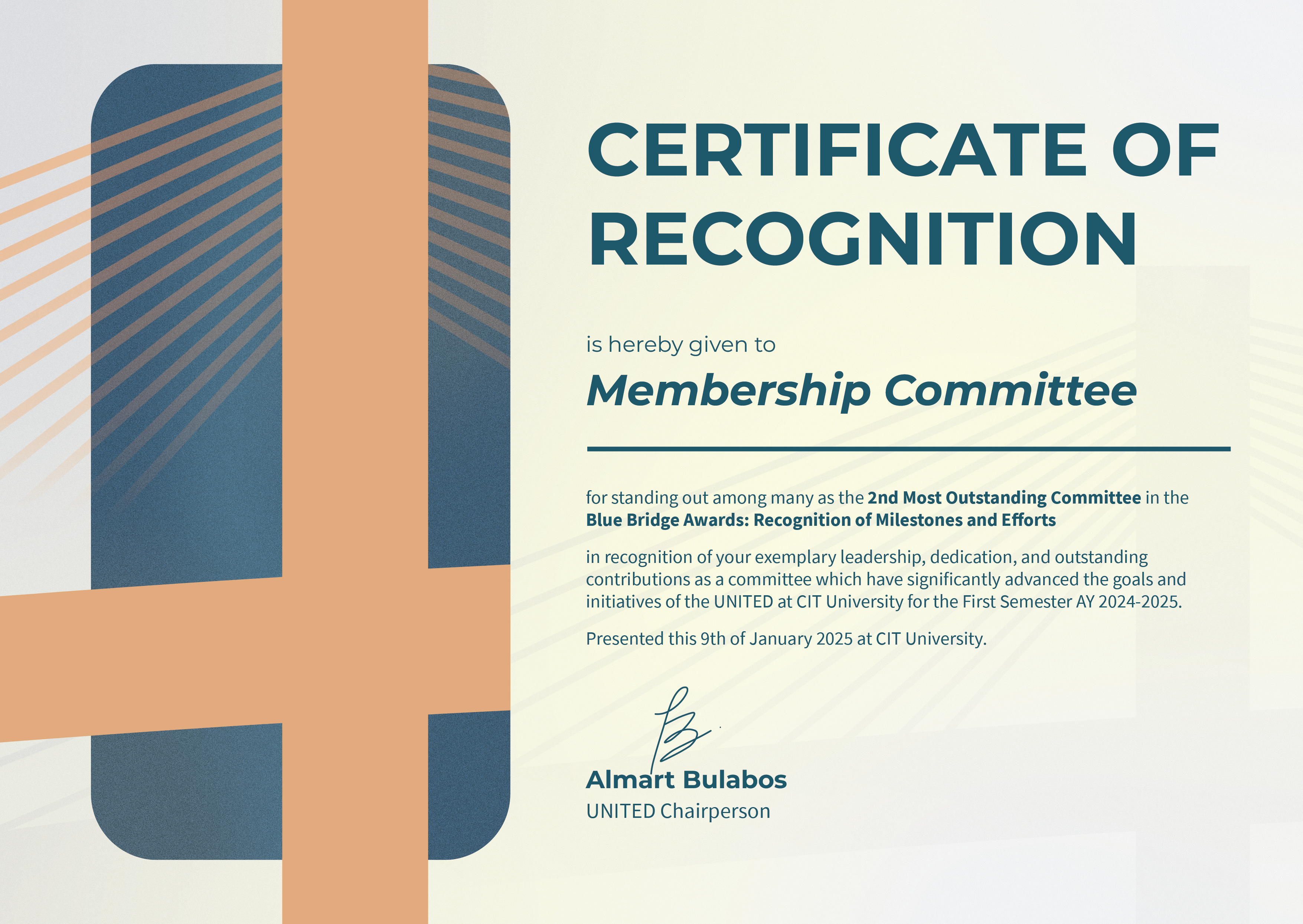 2nd Most Outstanding Committee — Blue Bridge Awards